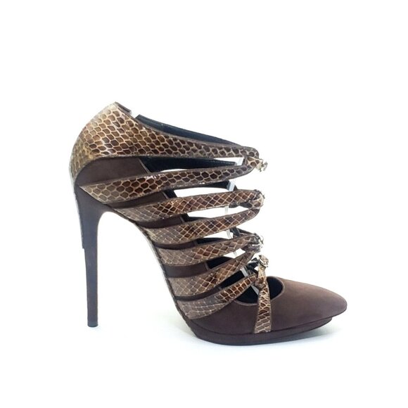 Balenciaga Strappy Pointed Toe Heels Brown Leather Womens US 9 - Picture 2 of 11